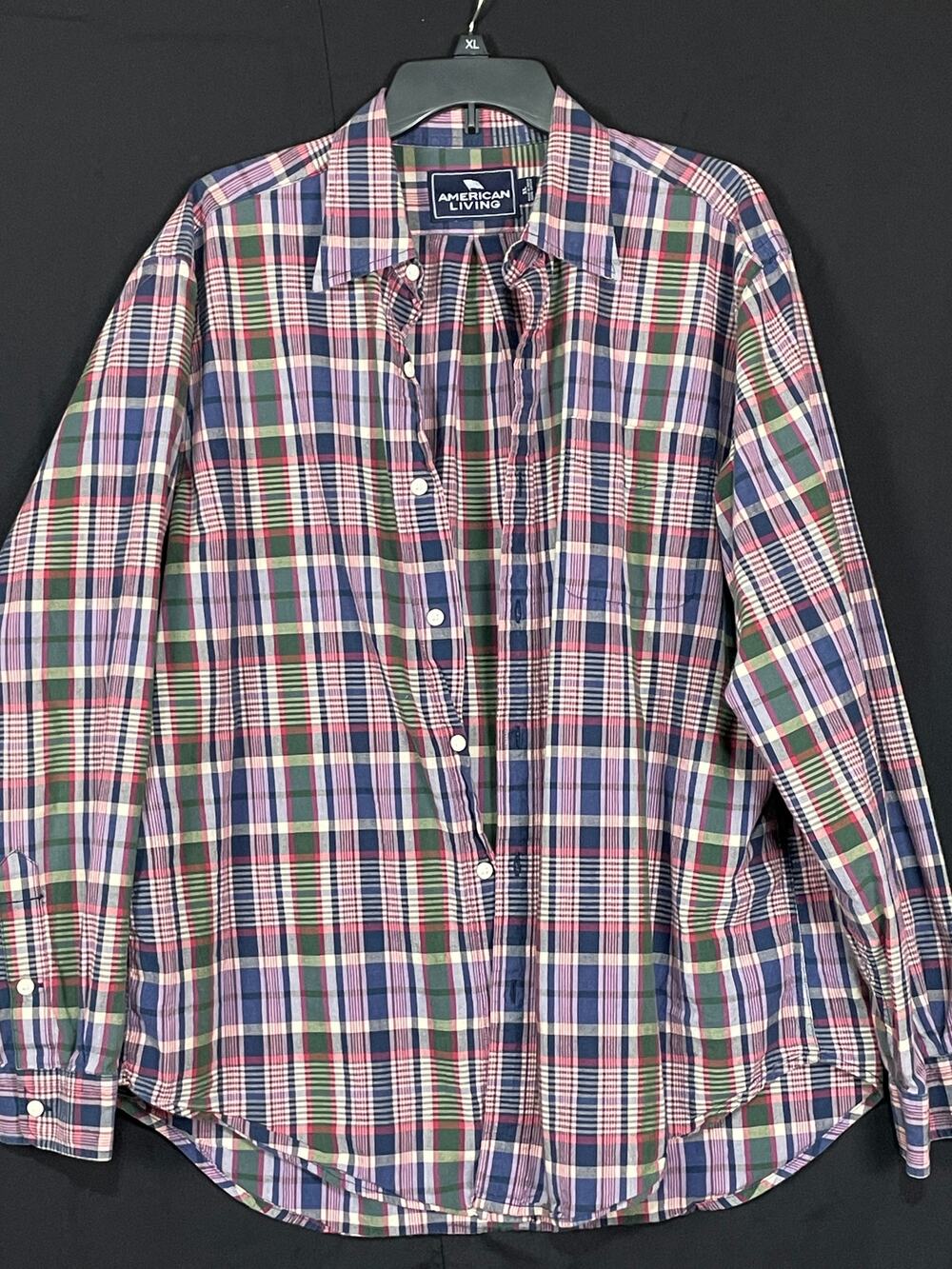 American Living Men's Long sleeve no button collar shirt   XL size